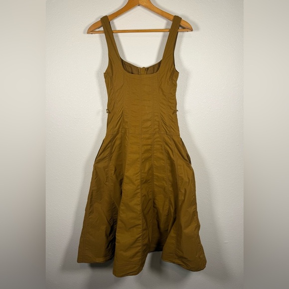Anthropologie Olive Zip Front Midi Dress Sleeveless Small Military - No Belt - Picture 3 of 10